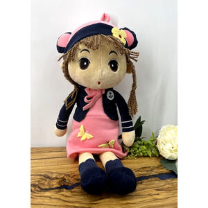 Jiaru Plush Doll Kawaii Anime Pink Dress Blue Vest Butterfly Sailor Girl 18”